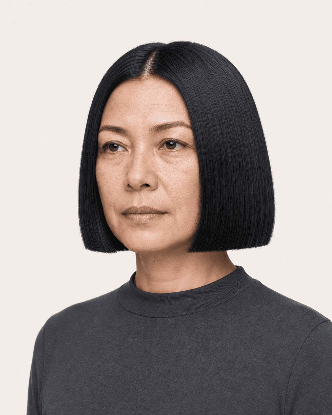Blunt Chin-Length Bob with Center Part