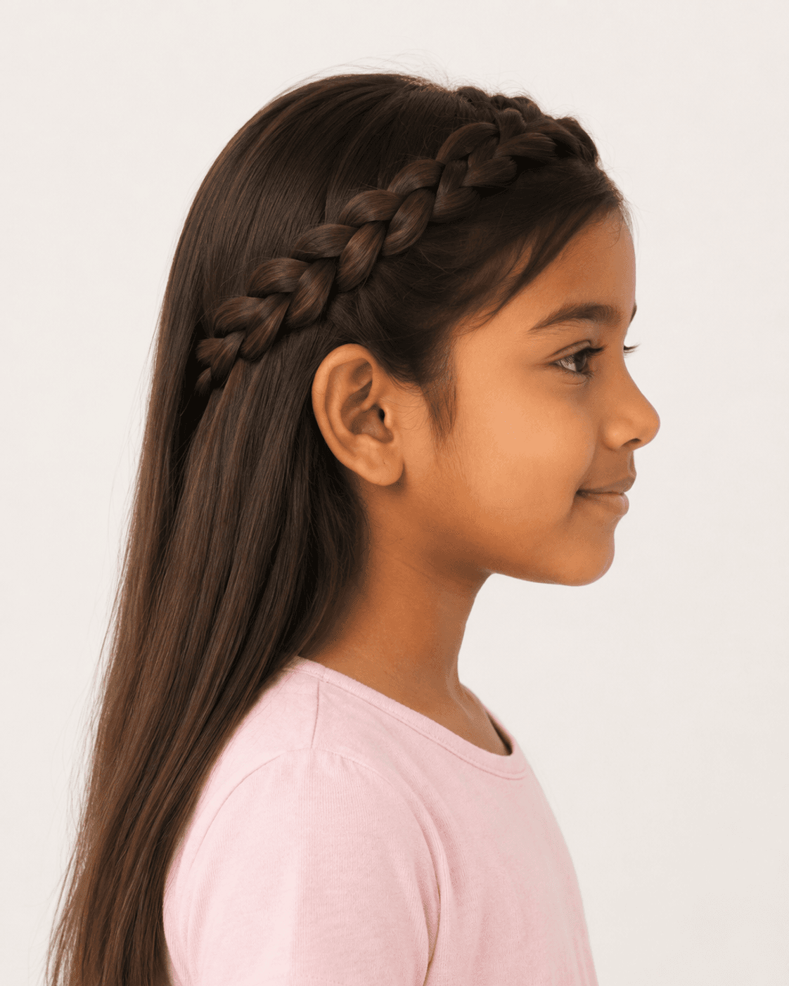 Side profile of a braided crown style showing the braid path