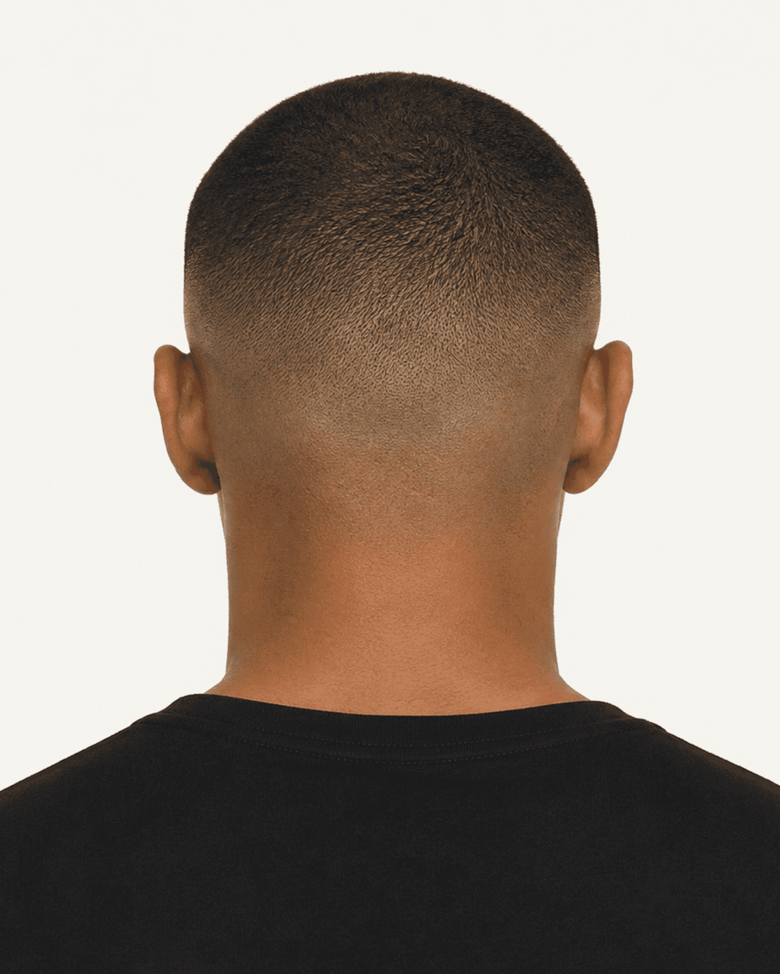 Rear view of a buzz cut showing the fade and crown