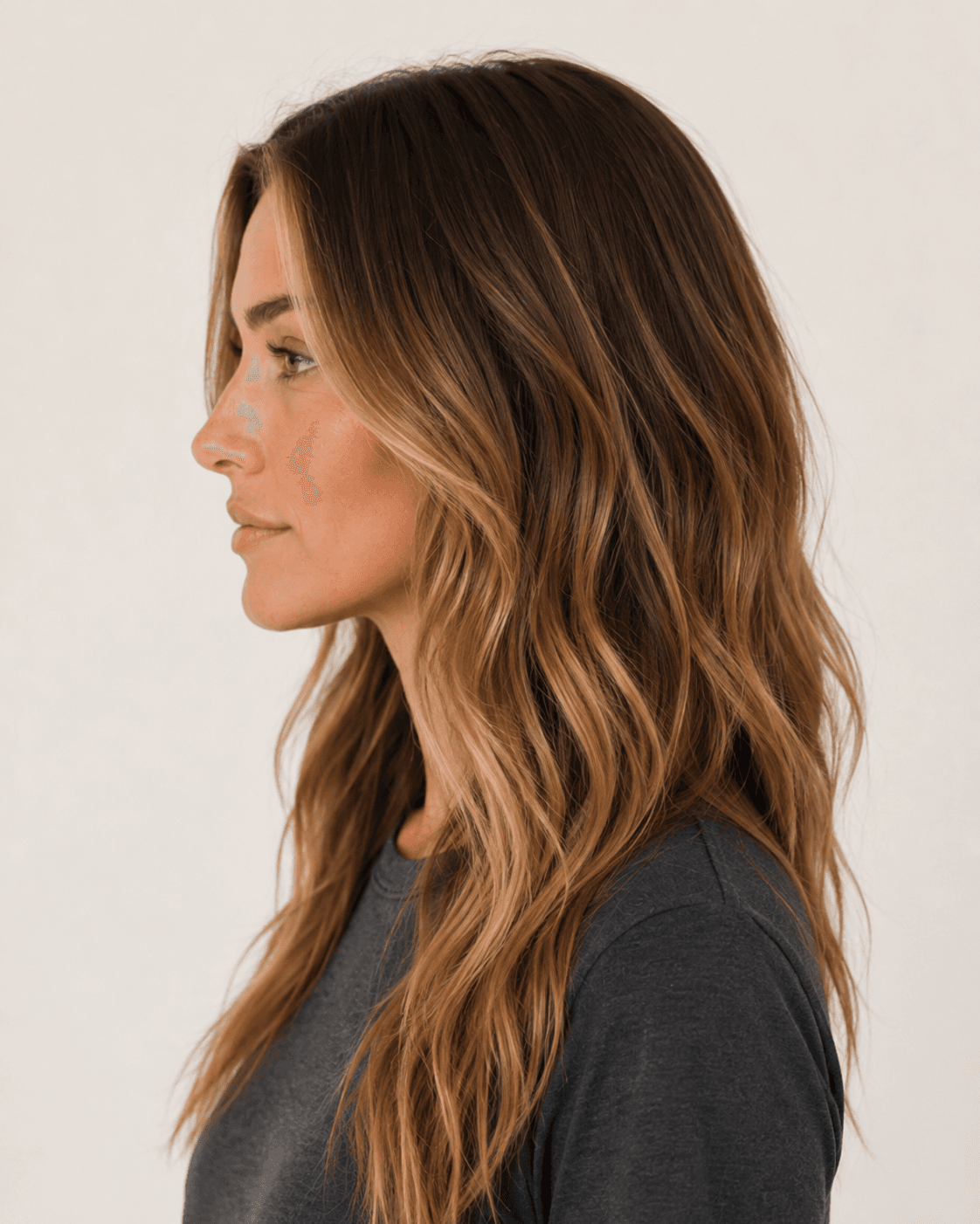 Side profile of long beach waves showing length and wave texture