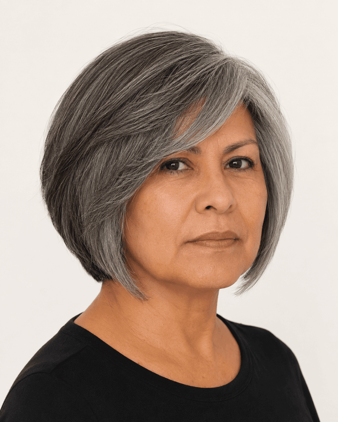 Modern Layered Bob with Side-Swept Fringe