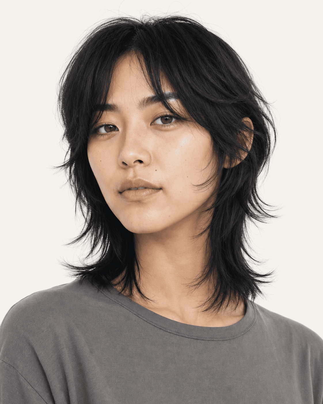 Modern Wolf Cut with Shaggy Layers and Split Fringe