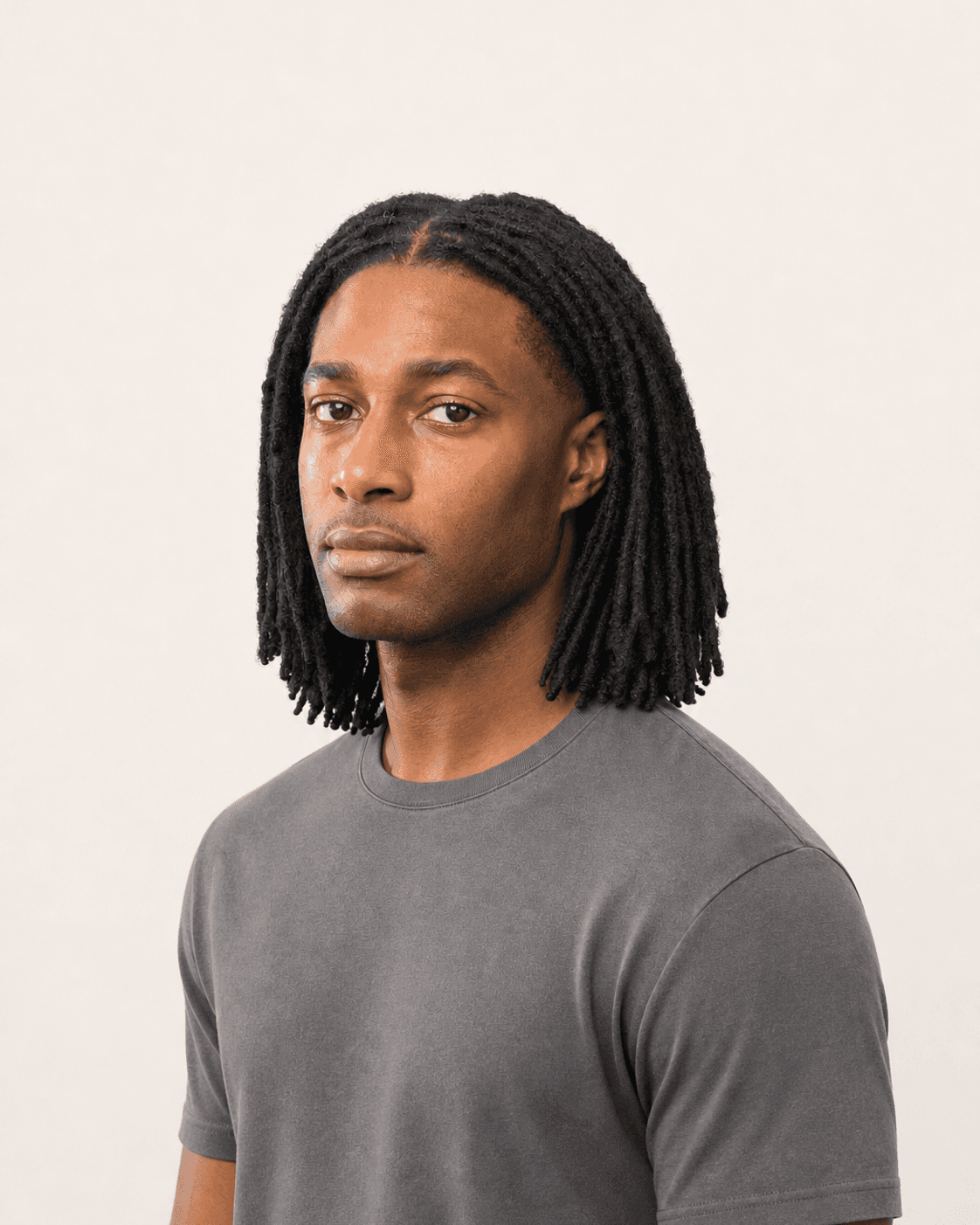 Shoulder-Length Locs with Center Part